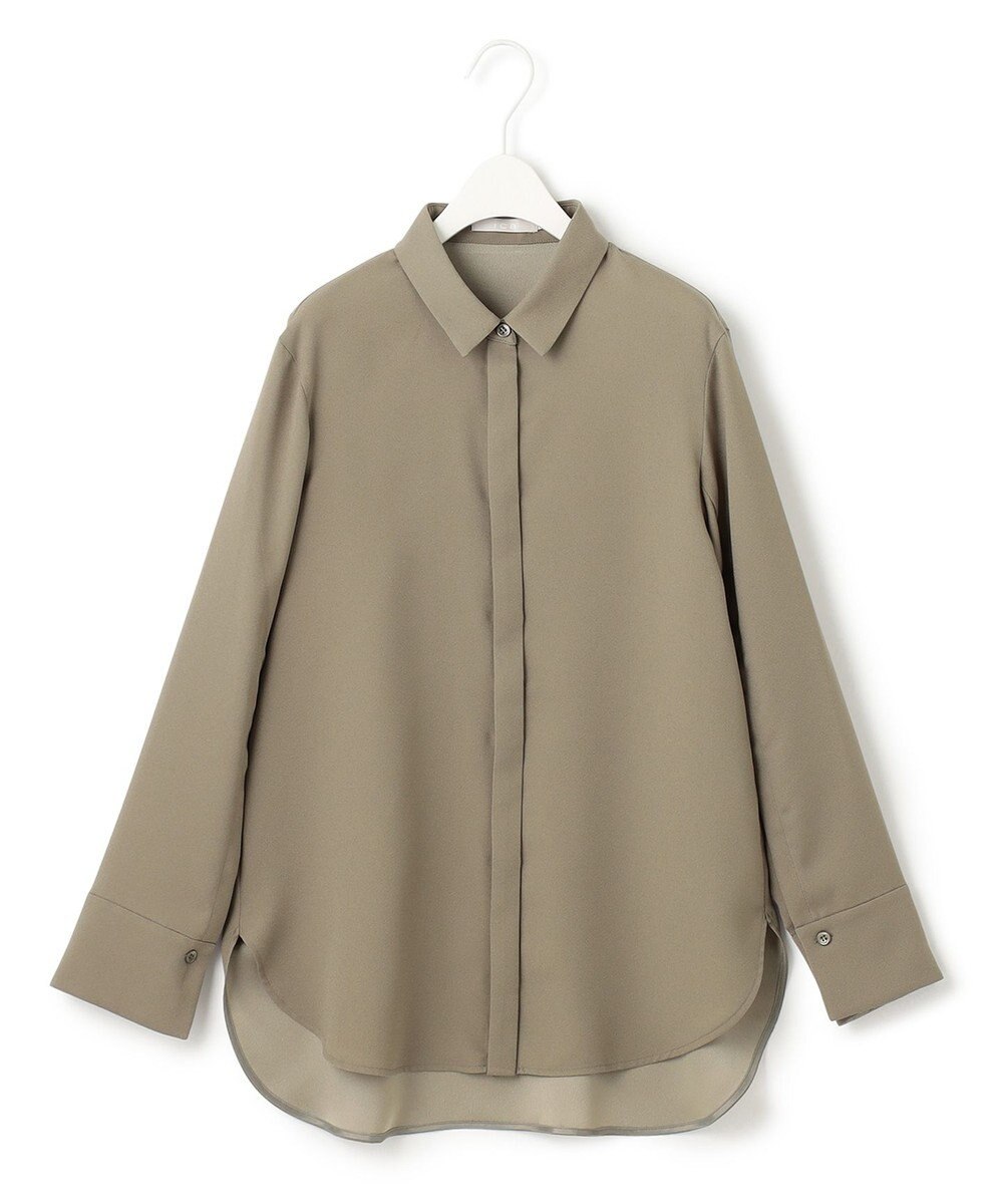 ICB L 【接触冷感・UVケア・速乾・洗える】FluidBackSatin スリットスリーブシャツ 