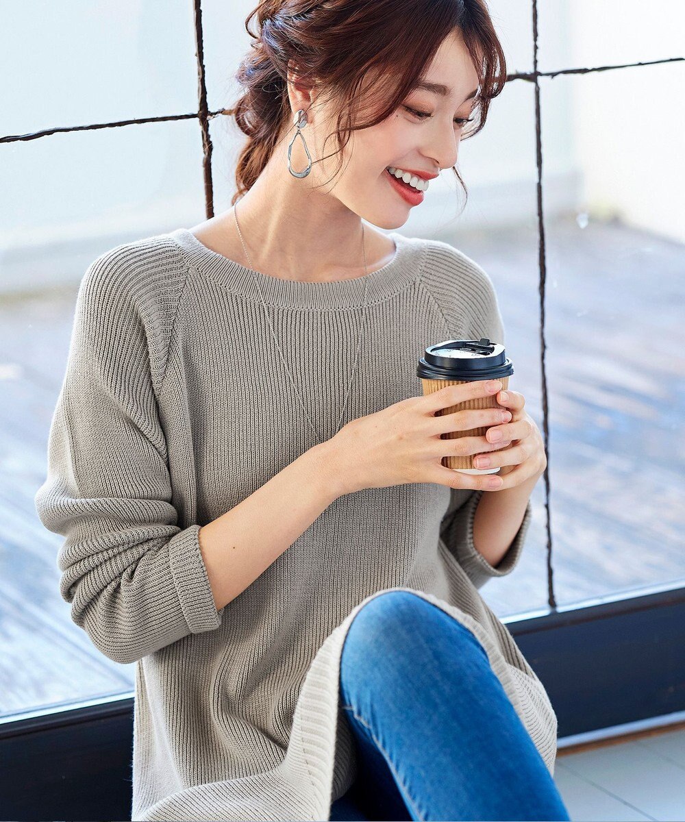 Tiaclasse L 【洗える】リラックス感のあるラグランスリーブニット 