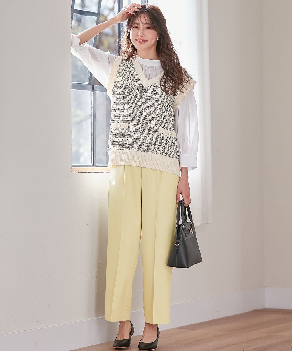 ANY SIS S 【洗える】フェイクパールストライプ ブラウス 