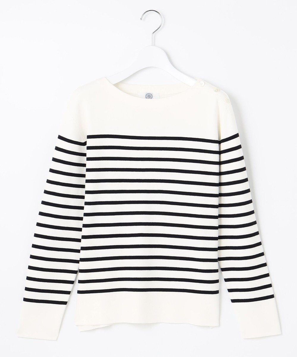 J.PRESS LADIES 【洗える】KATE パネルボーダー ボートネック ニット 