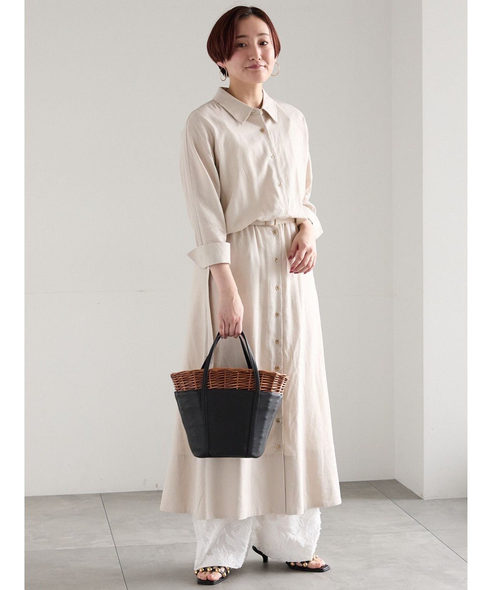 Te chichi レーヨンリネン共ベルトシャツワンピース 
