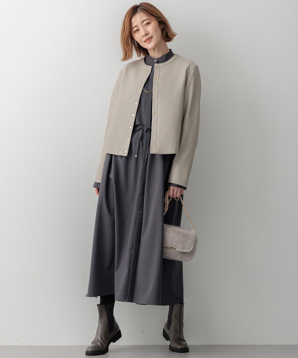 23区 S ラムレザー ノーカラージャケット 