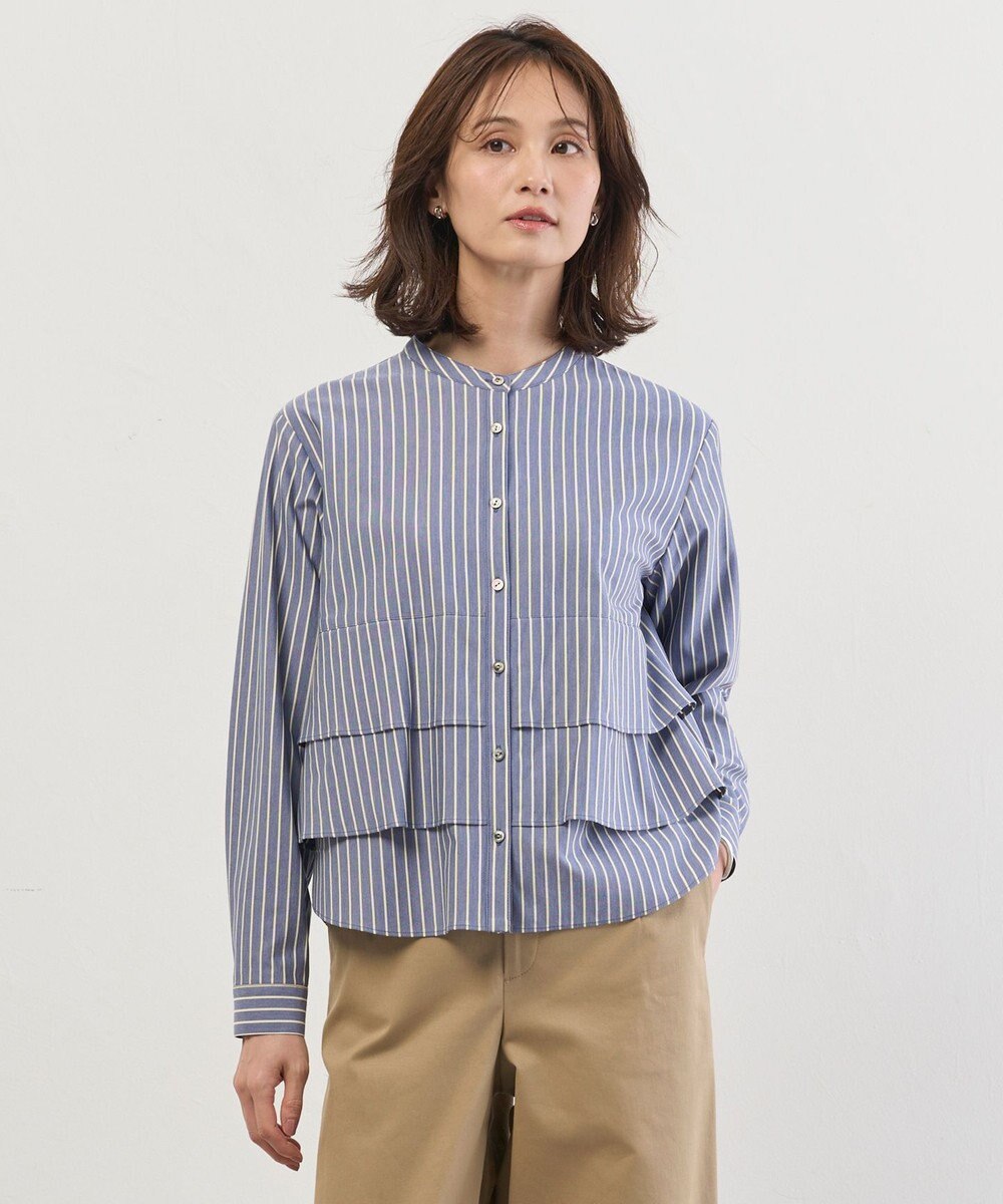 J.PRESS LADIES ストライプジャージー フリル カットソー 