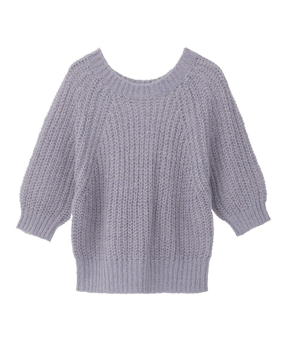 AMERICAN HOLIC モヘヤ風シアー半袖ニットトップス 