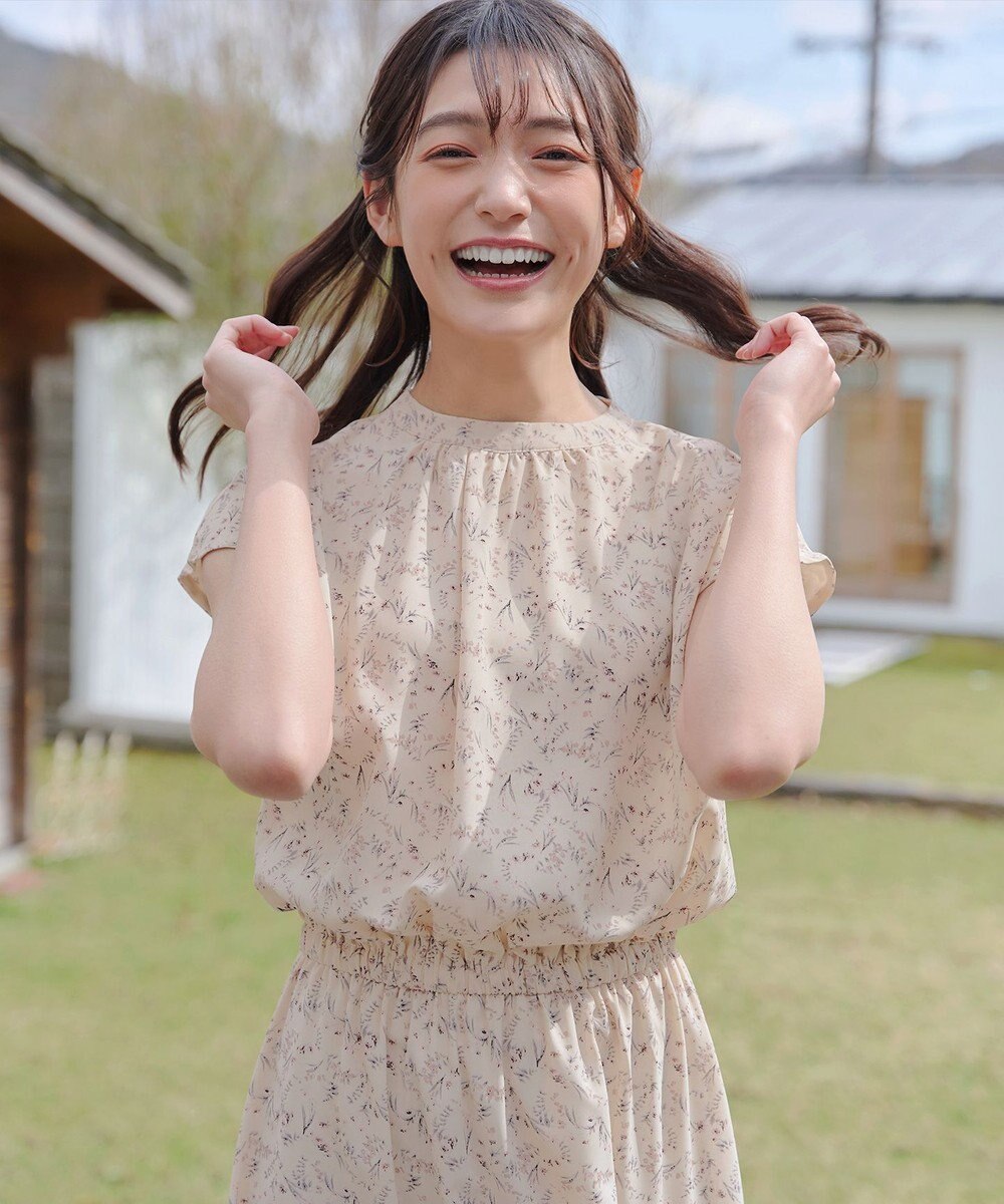 Tiaclasse 【洗える】花柄フレンチスリーブワンピース 