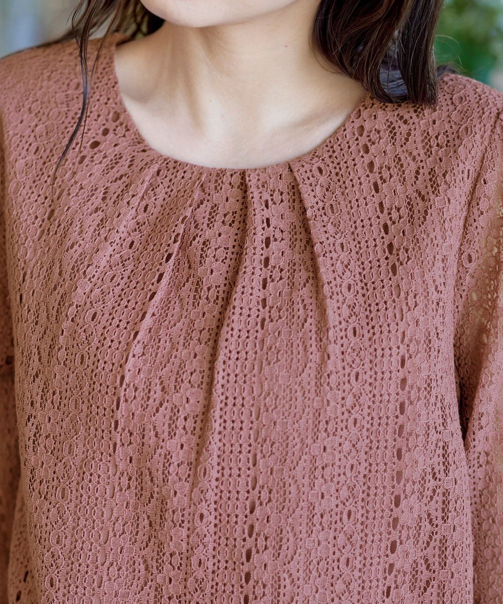 Tiaclasse L 【洗える】レースコンビチュニックブラウス 