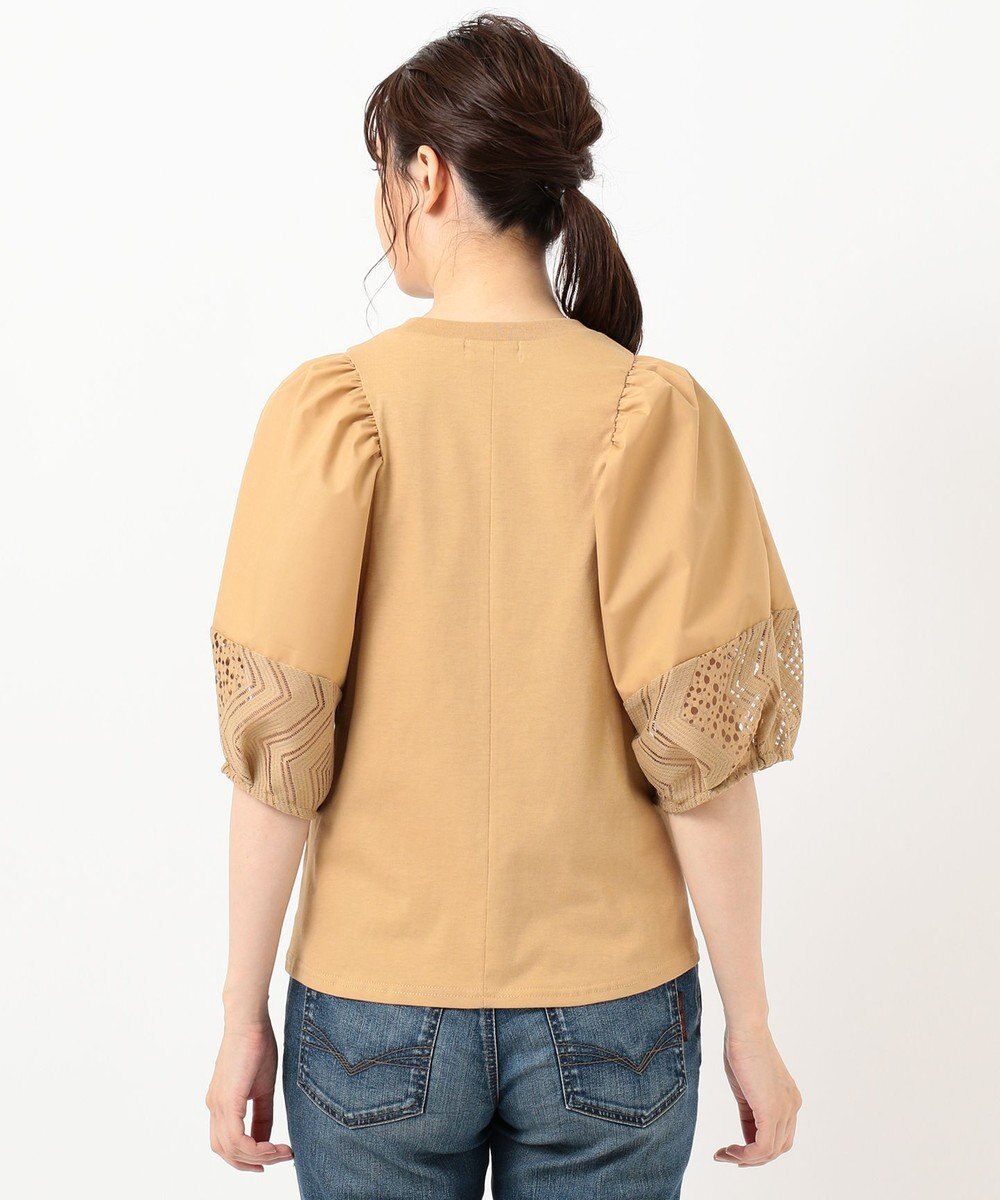 SHARE PARK LADIES 【洗える】ボリュームスリーブフハクコンビカットソー 