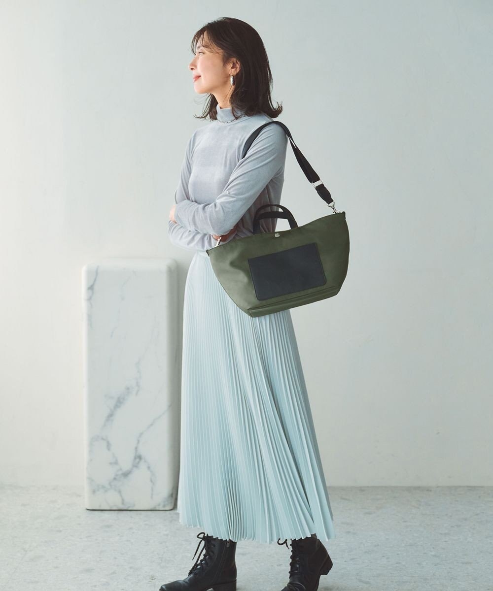 TOPKAPI 【Breath TOPKAPI sis】【WEB限定】ナイロン レザーポケット ミニ トートバッグ ショルダー付き 軽量 / CALM カーム 