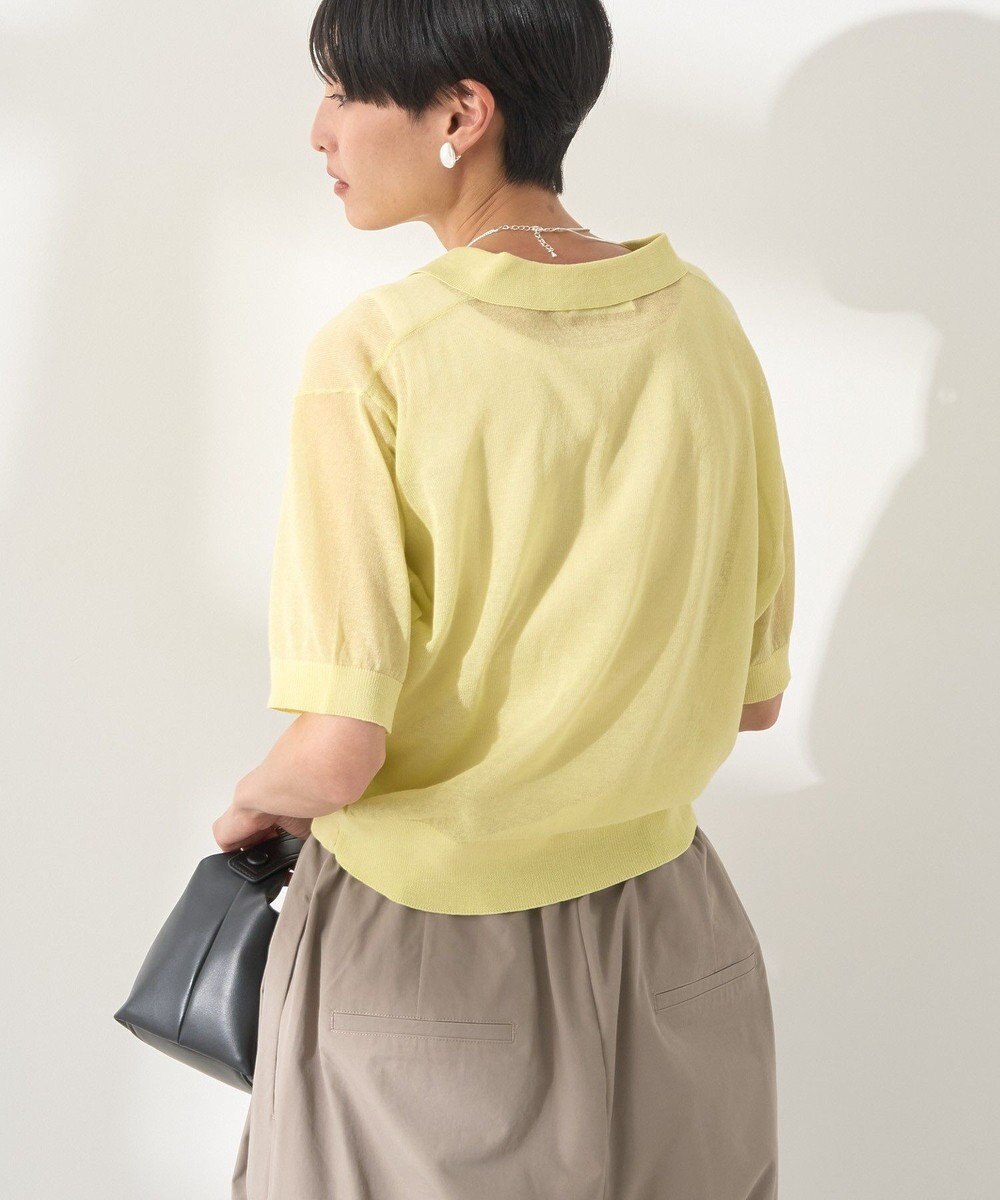 AMERICAN HOLIC ウォッシャブルシアーニット半袖ポロシャツ 