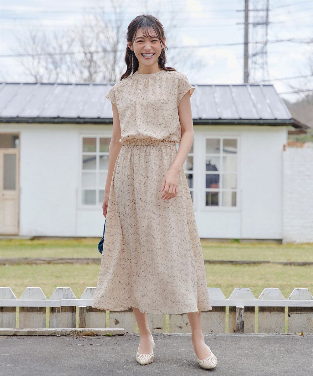 Tiaclasse 【洗える】花柄フレンチスリーブワンピース 