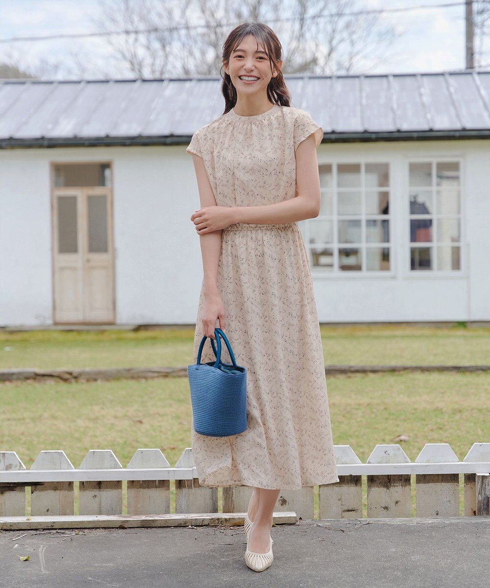 Tiaclasse 【洗える】花柄フレンチスリーブワンピース 