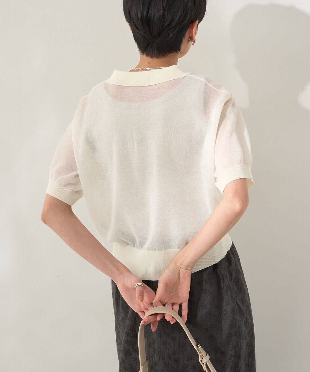 AMERICAN HOLIC ウォッシャブルシアーニット半袖ポロシャツ 