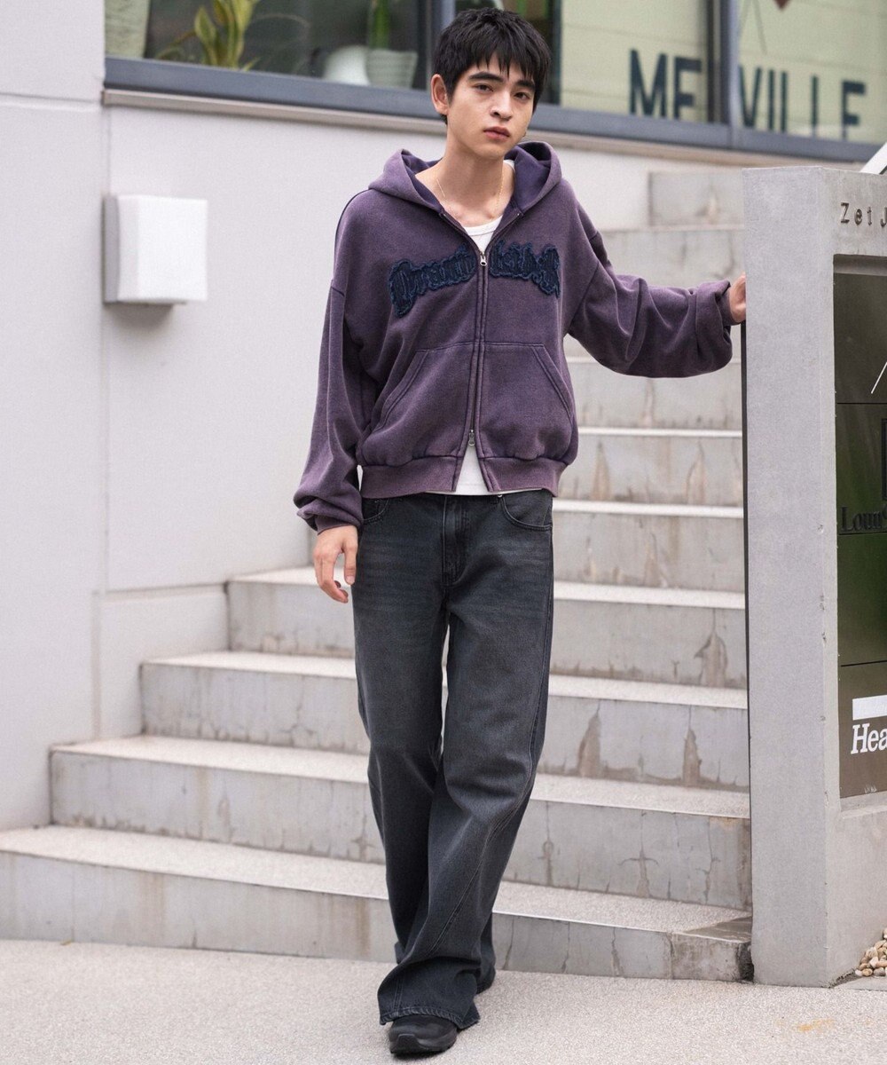 WEGO 【ウエスト調整可/SMLサイズ展開】ローライズカバーフィットフレアデニムパンツ 