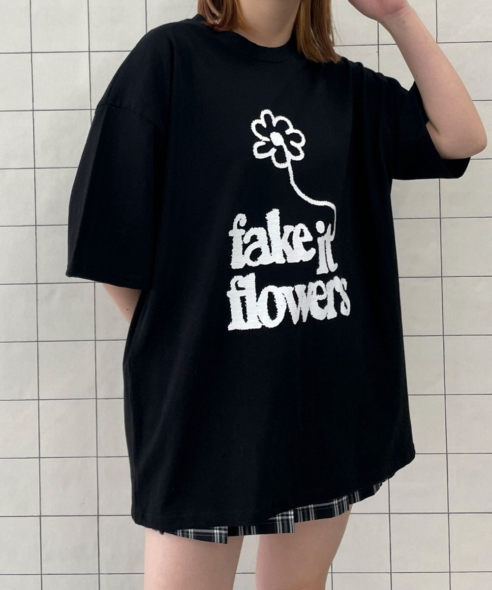 WEGO fake　it　flowersビッグT 