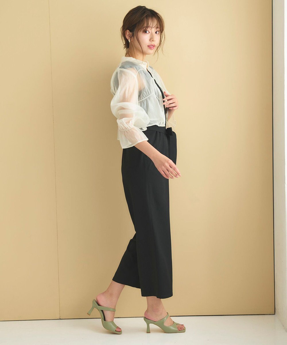 Feroux 【洗える】シャーリングシアー シャツ 