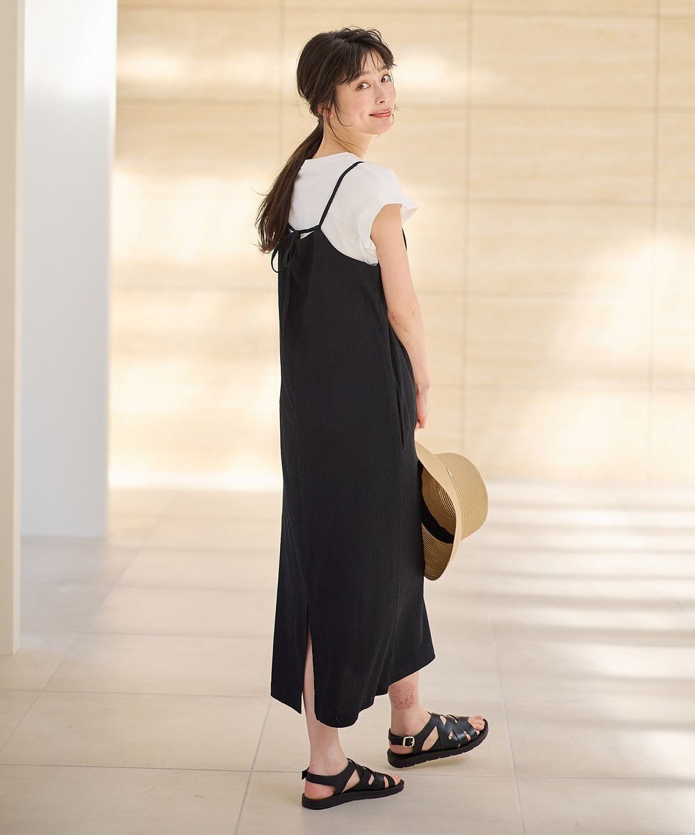 ANY 【2SET/洗濯機可】フリルスリーブTシャツ×シャーリングキャミワンピースセット 