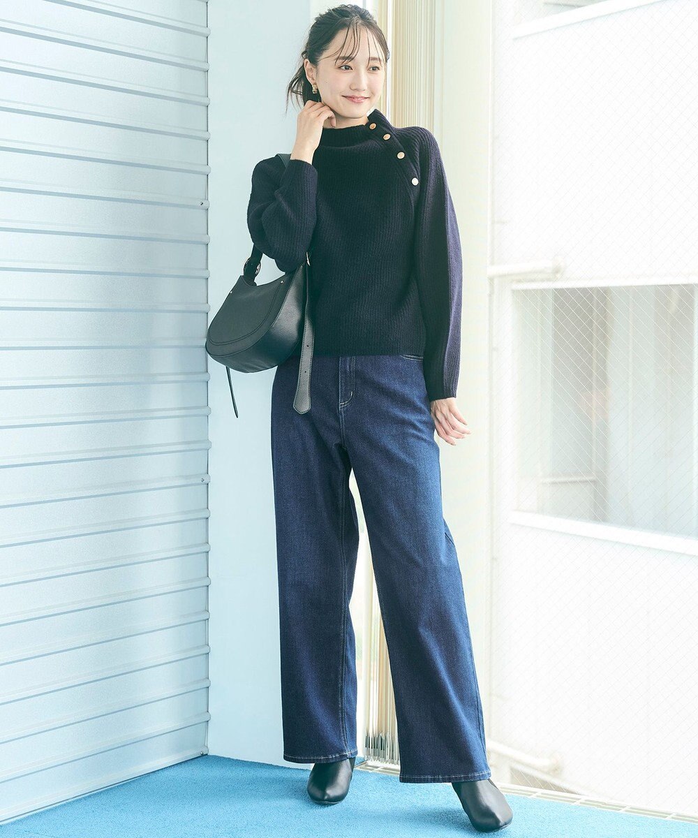 ANY SIS 【洗える】ボトルネックボタンポイントAir ニット 