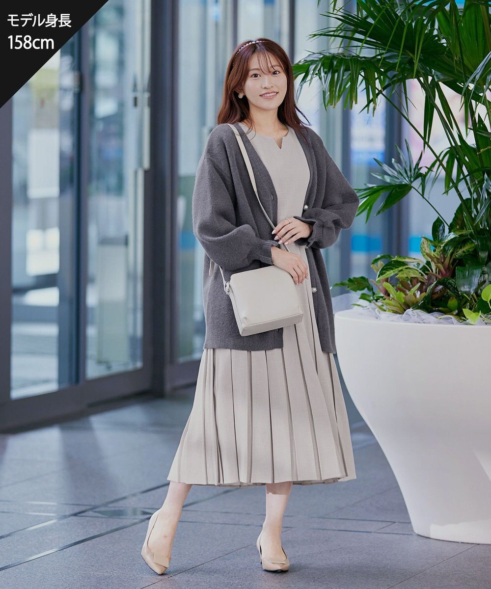 Tiaclasse 【洗える】袖先フリルミドル丈カーディガン 