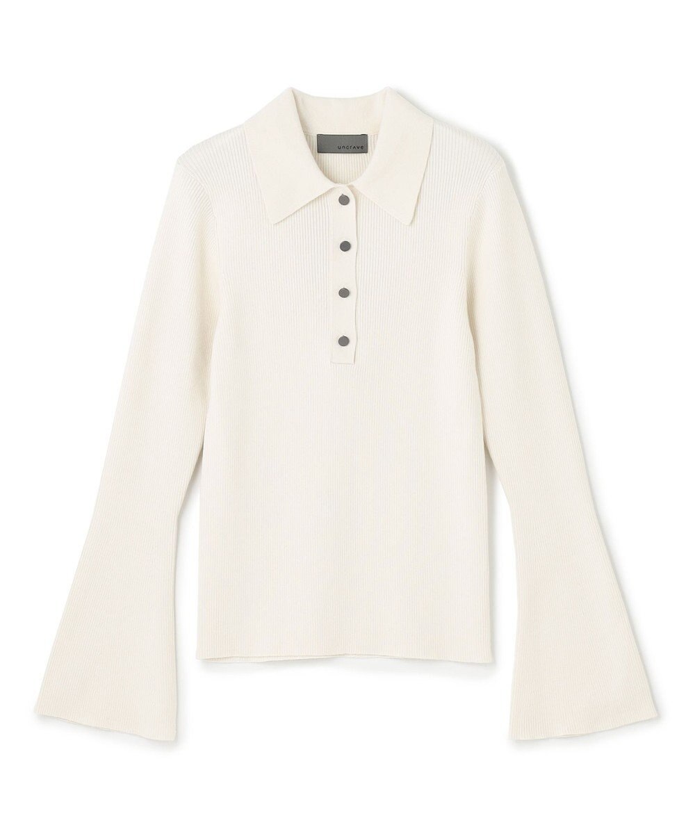 uncrave 【洗濯機洗い可】リブ フレアスリーブポロニット（uncrave STANDARD） 