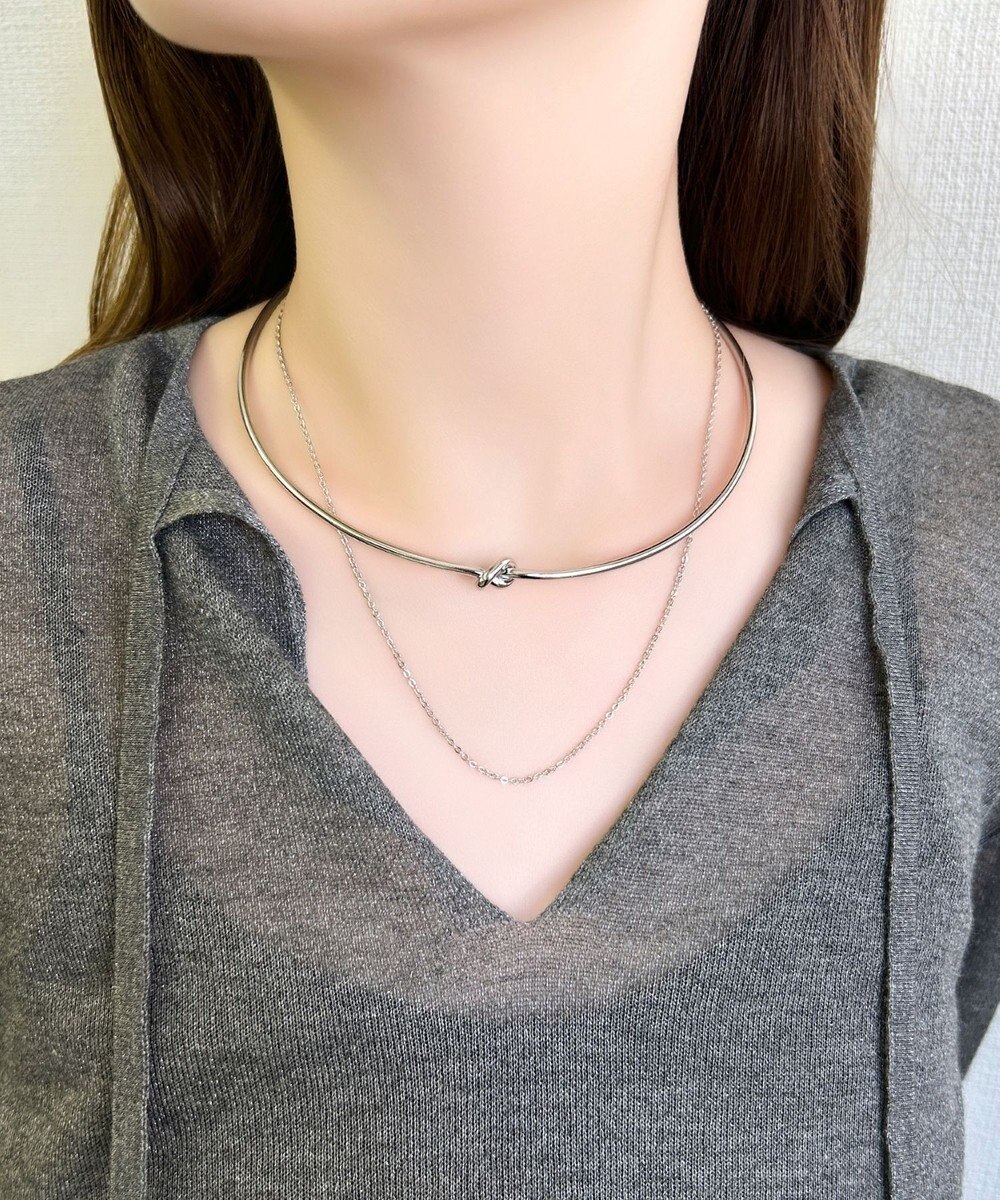 Phoebe ノットラインレイヤードチョーカー　シルバー/ネックレス/ネックカフ/36cm 