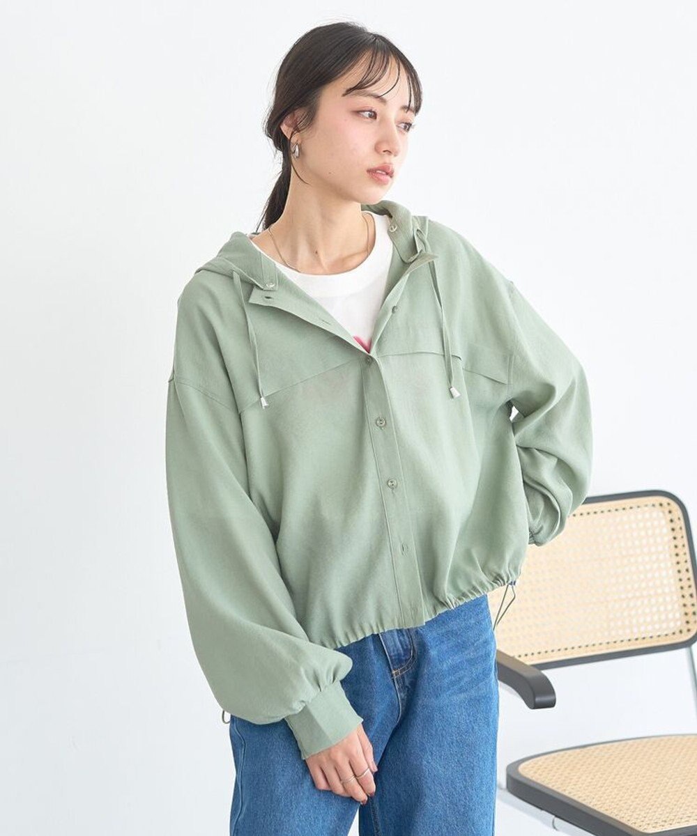 earth music&ecology 【フード取り外し可】シアーシャツブルゾン 