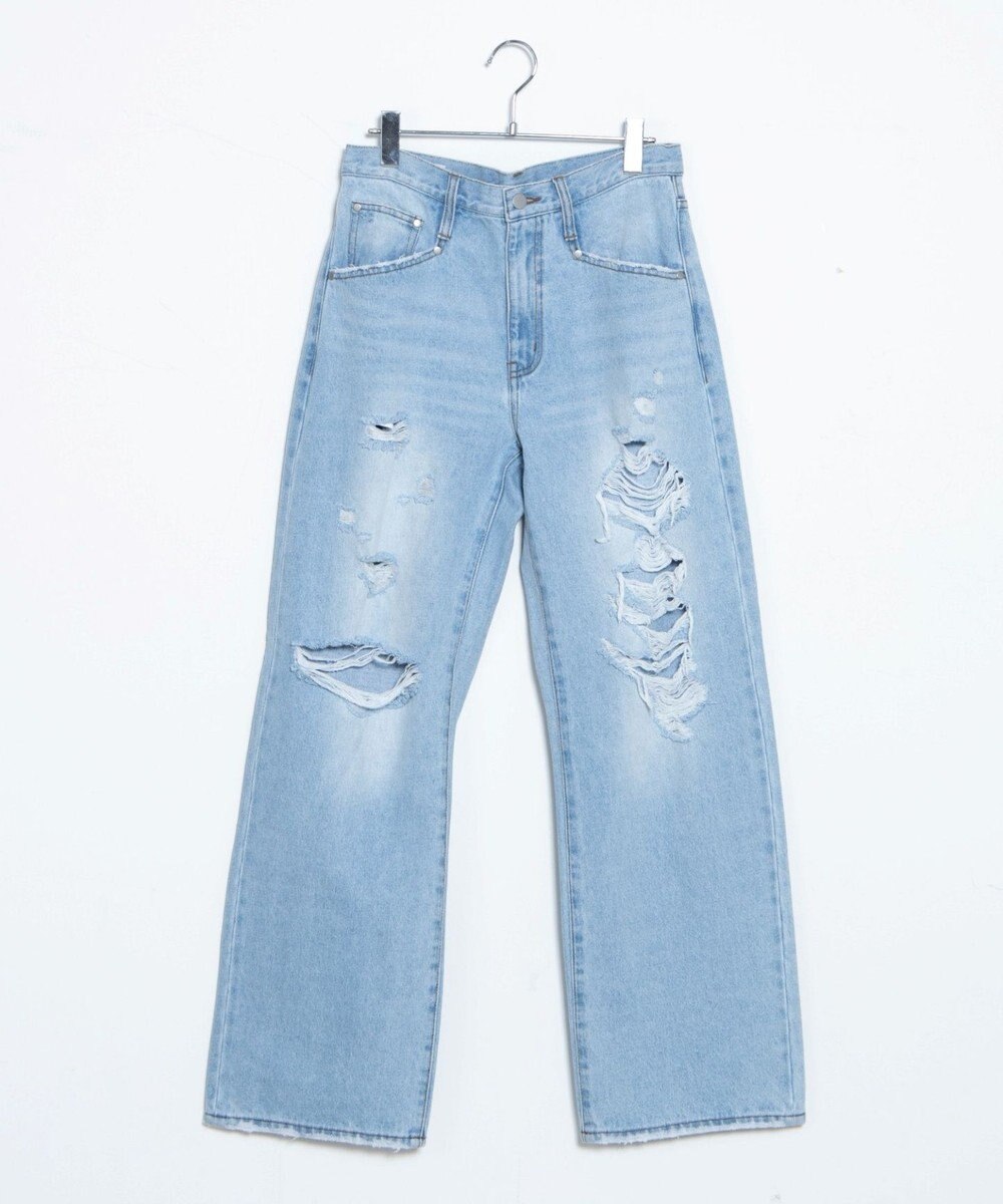 WEGO ダメージデニムワイドパンツ 