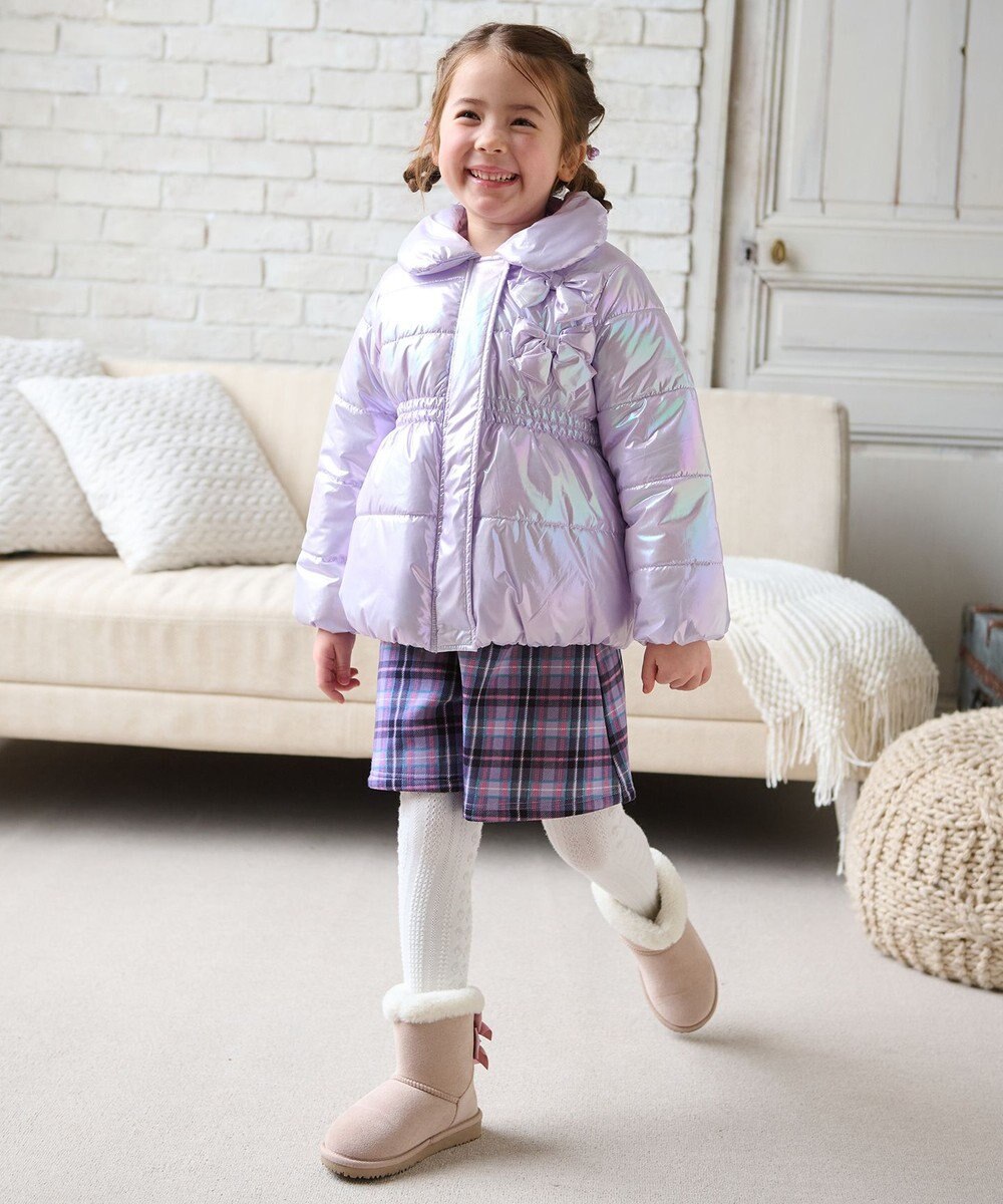 ANY KIDS パール調×フリースボア中綿コート 