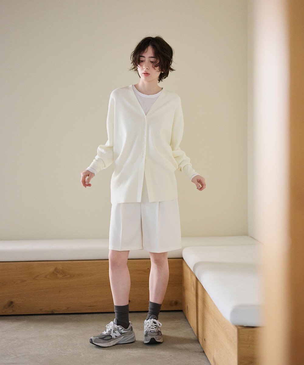 #Newans 【洗える】ファインボタンＶネックカーディガン 