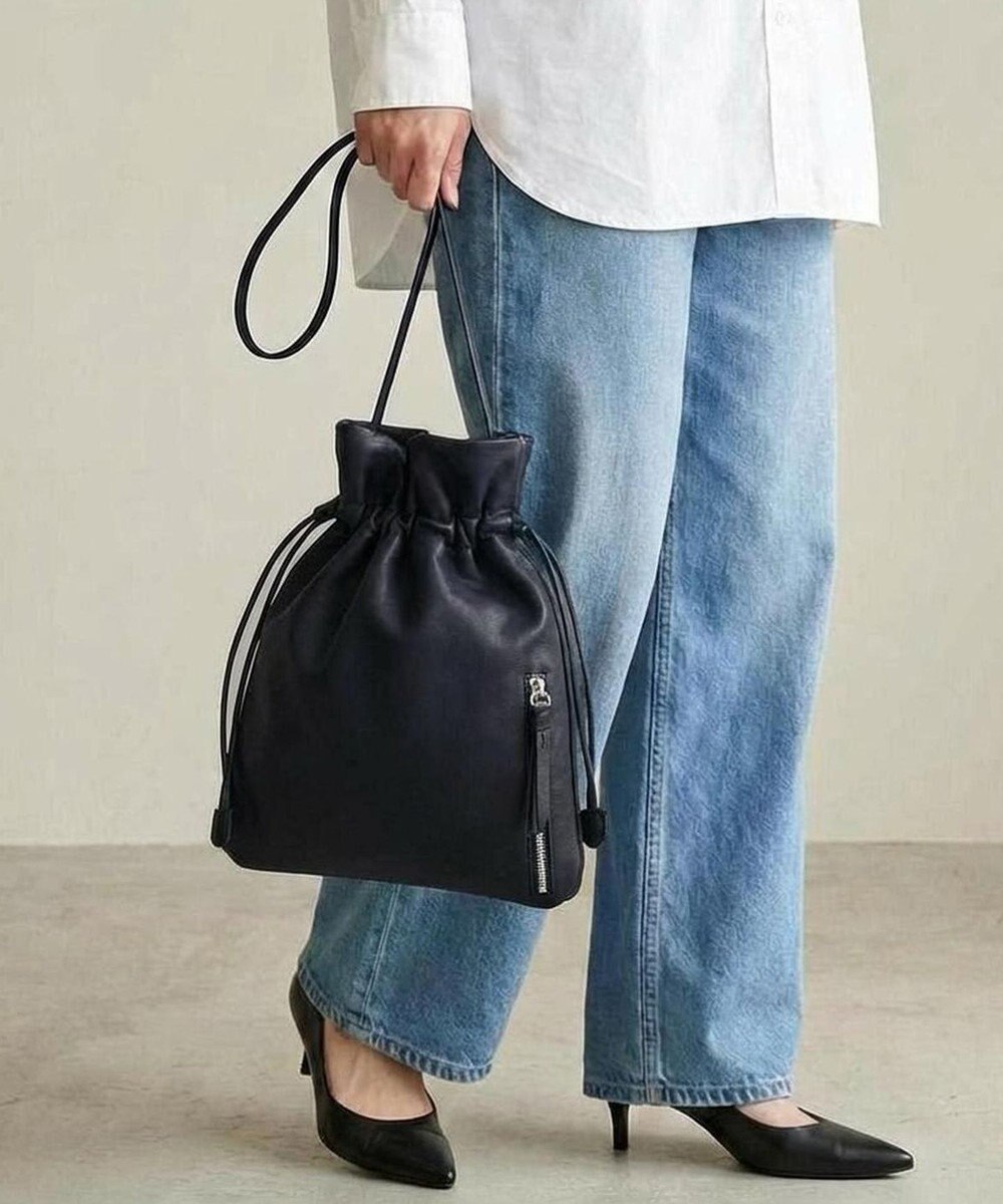 FOLNA RD ソフトレザー巾着ショルダーバッグ 