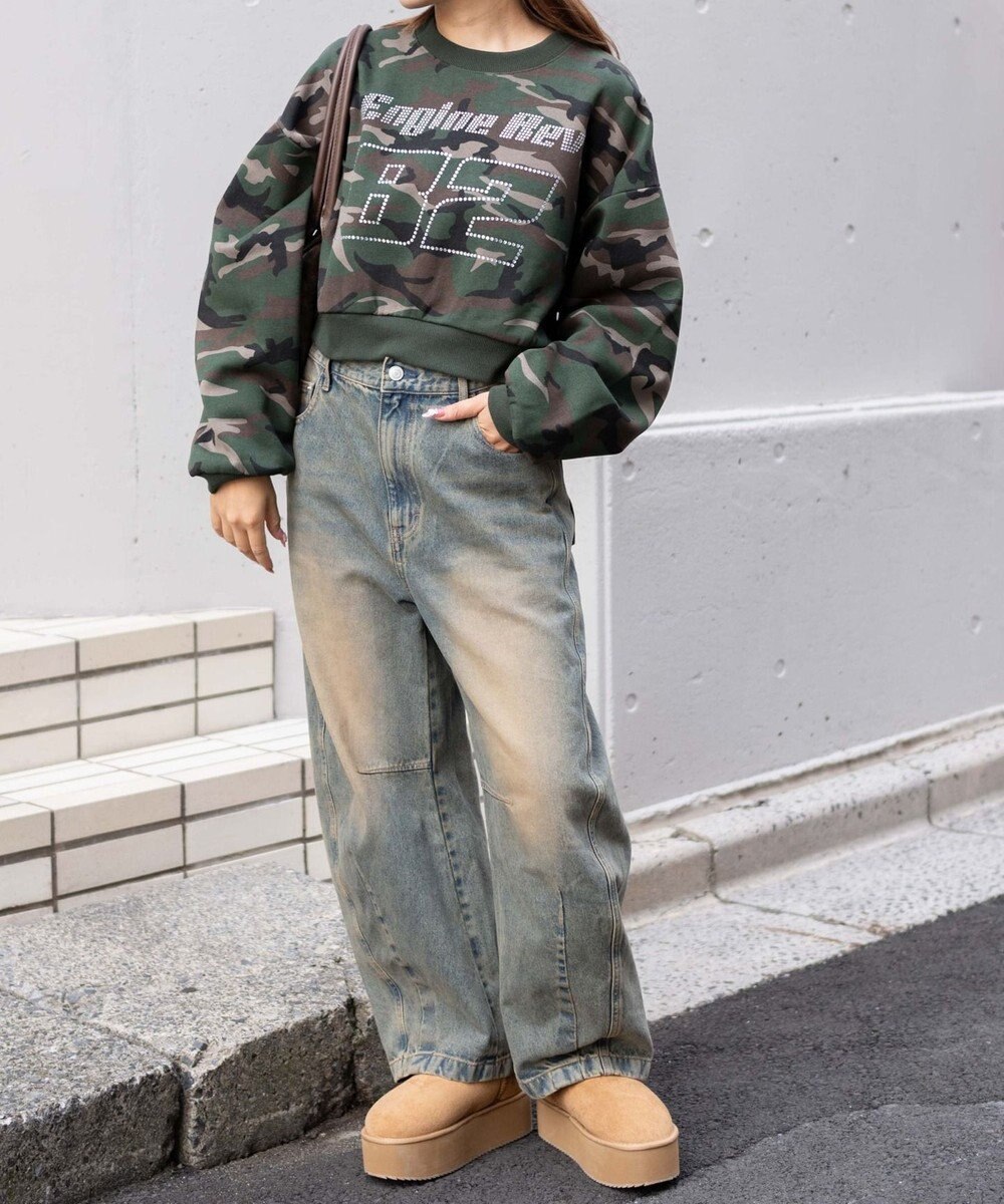 WEGO ラインストーンプルオーバースウェット 