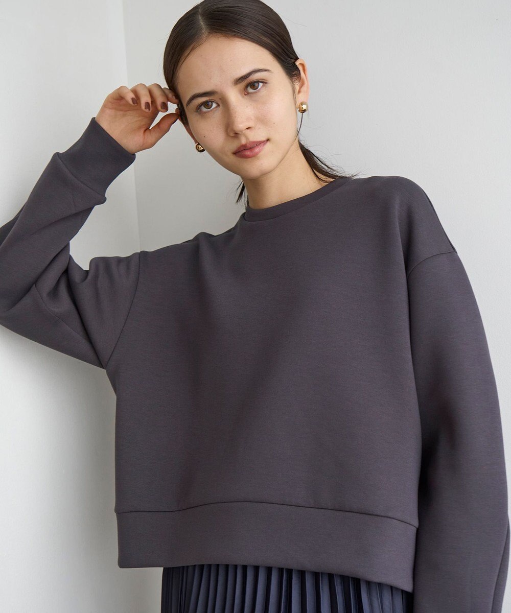 UNFILO L 【WEB限定】BEAUTY FORM JERSEY サイドZIP クロップドプルオーバー 