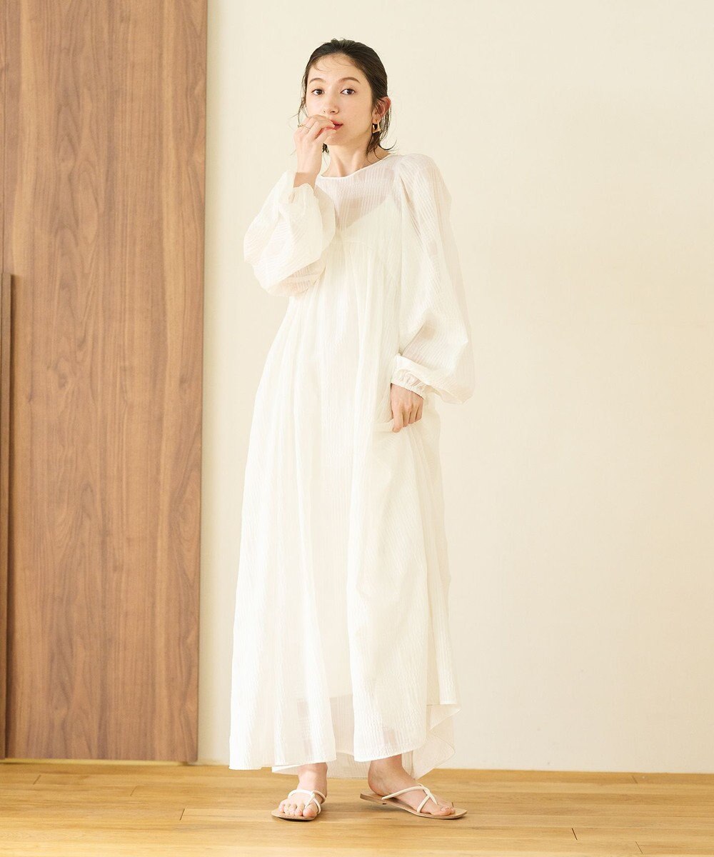 #Newans シアーチェックボリュームワンピース 