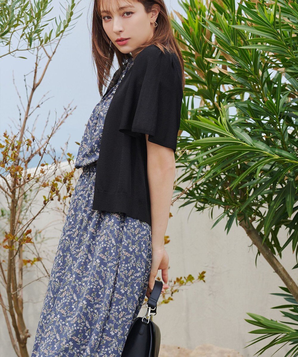 Tiaclasse 【洗える】花柄フレンチスリーブワンピース 