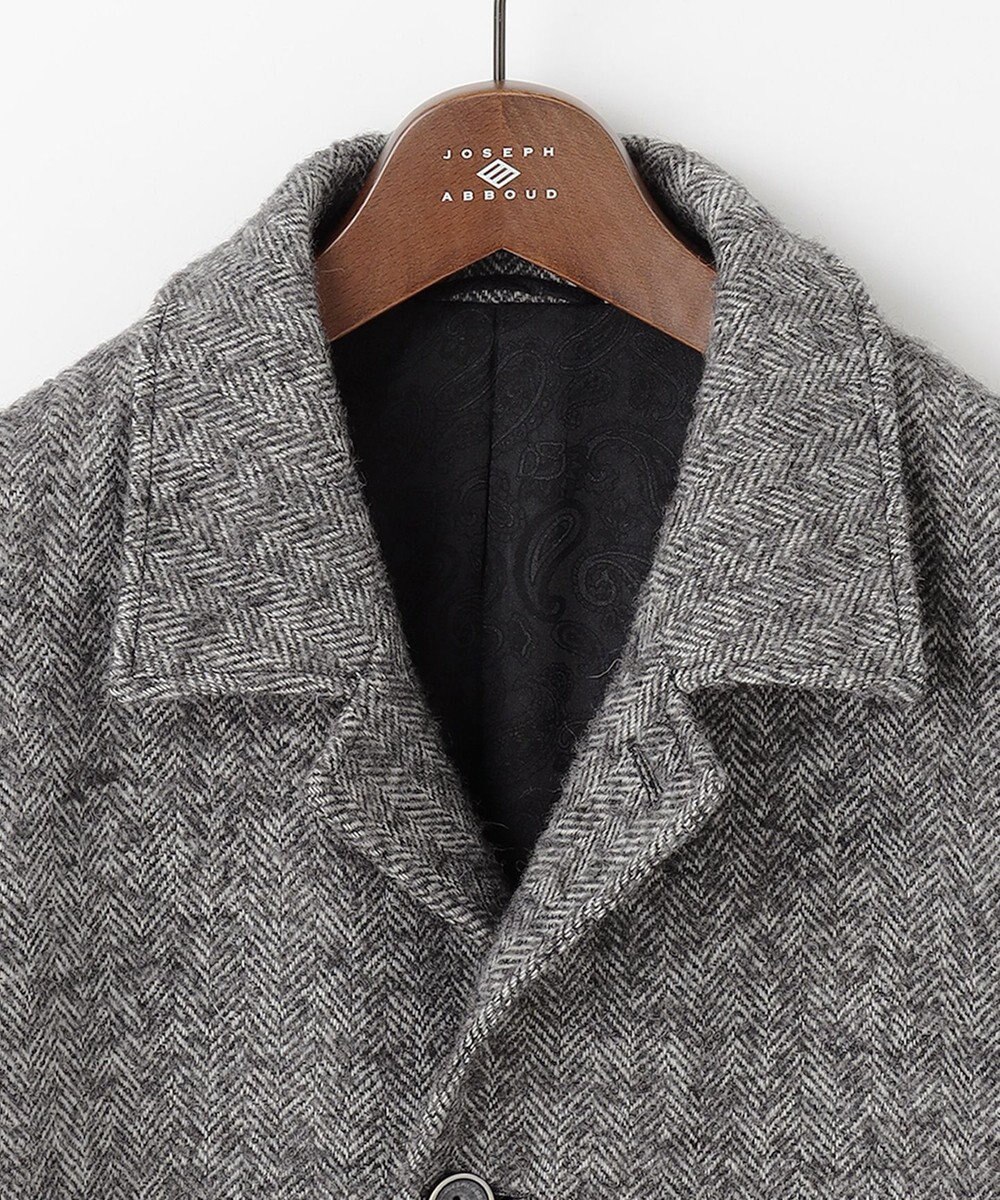 JOSEPH ABBOUD 【軽量/JAPANファブリック】アルパカヘリンボン ステンカラー コート 