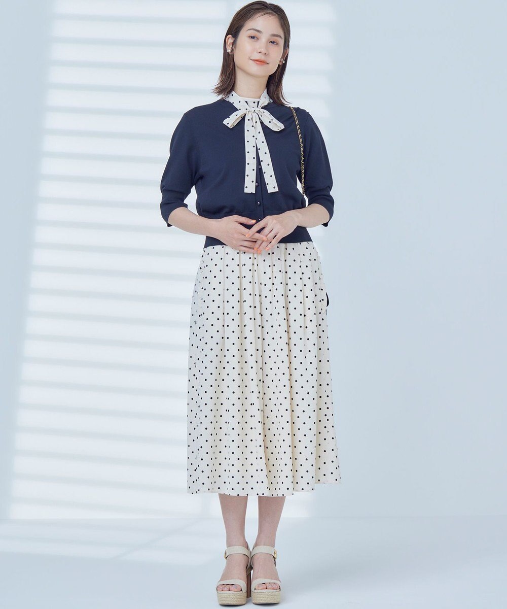 組曲 【WEB限定】ドットプリントデシン ボウタイ付きブラウス 