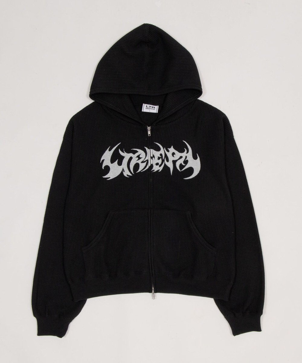 WEGO 【ユニセックス着用ITEM】ワッフルグラフィックカットZIPパーカー 