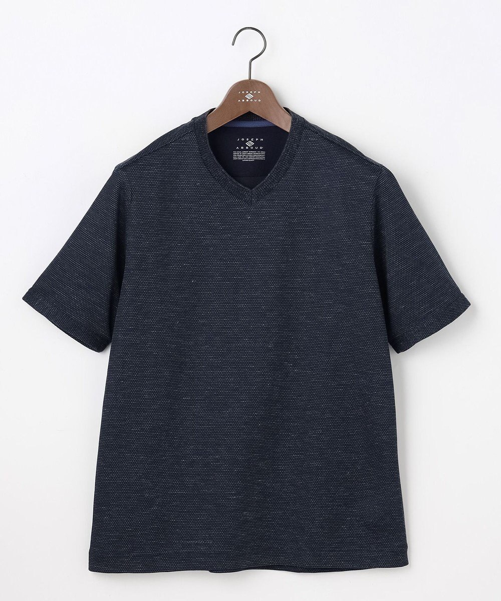 JOSEPH ABBOUD 【フランス産リネン×尾州の技術・清涼感】ノルマンディリネントップジャージー Vネック Tシャツ 