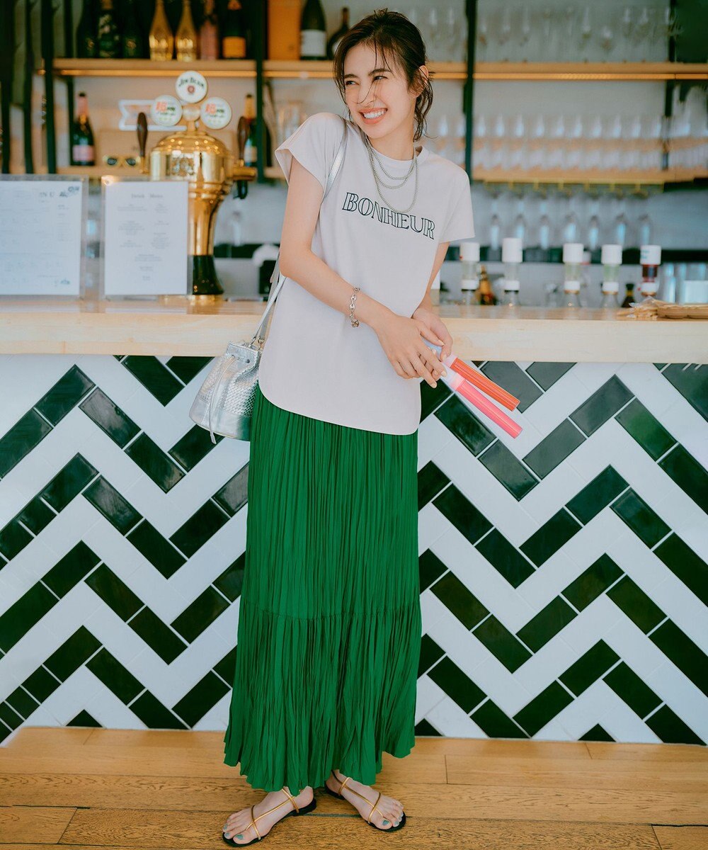 UNFILO L BEAUTY FORM ロゴ刺繍フレンチスリーブTシャツ 