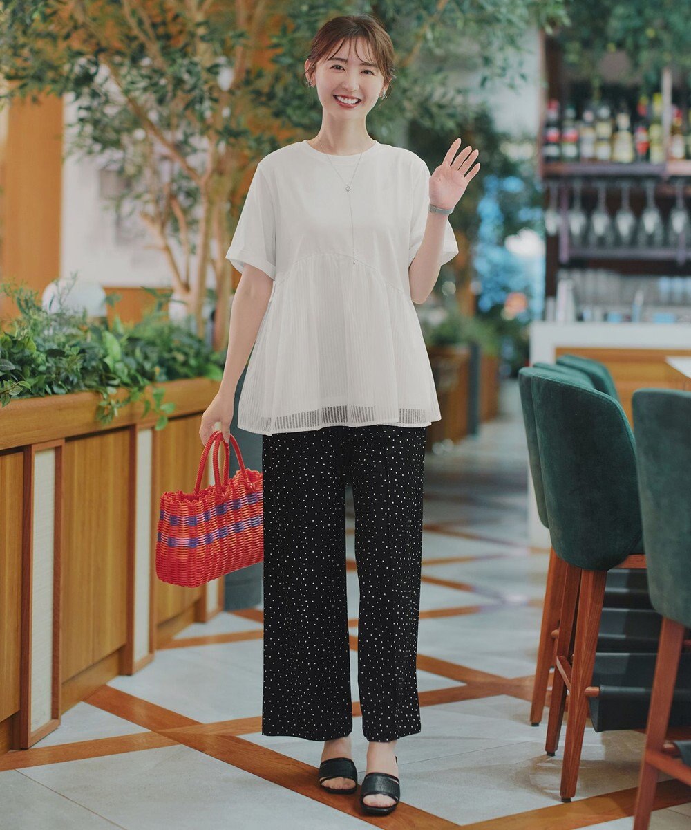 Tiaclasse 【おのののかさん着用】 「サマケア」ストライプチュール切り替えトップス 
