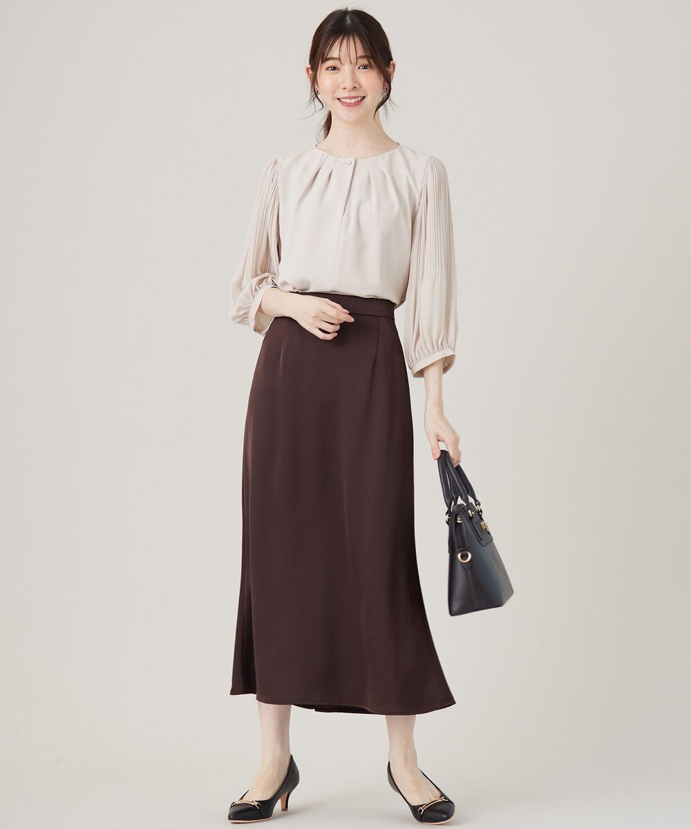 ANY SIS 【洗える】ダルサテンナロー スカート 