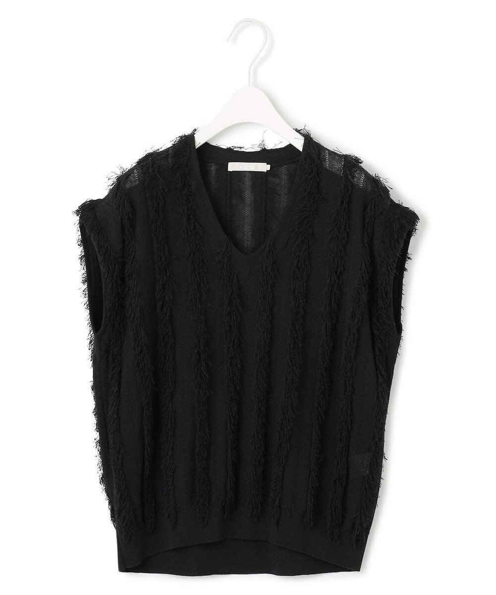 ICB L 【洗える】カットジャガード Vネックニット 