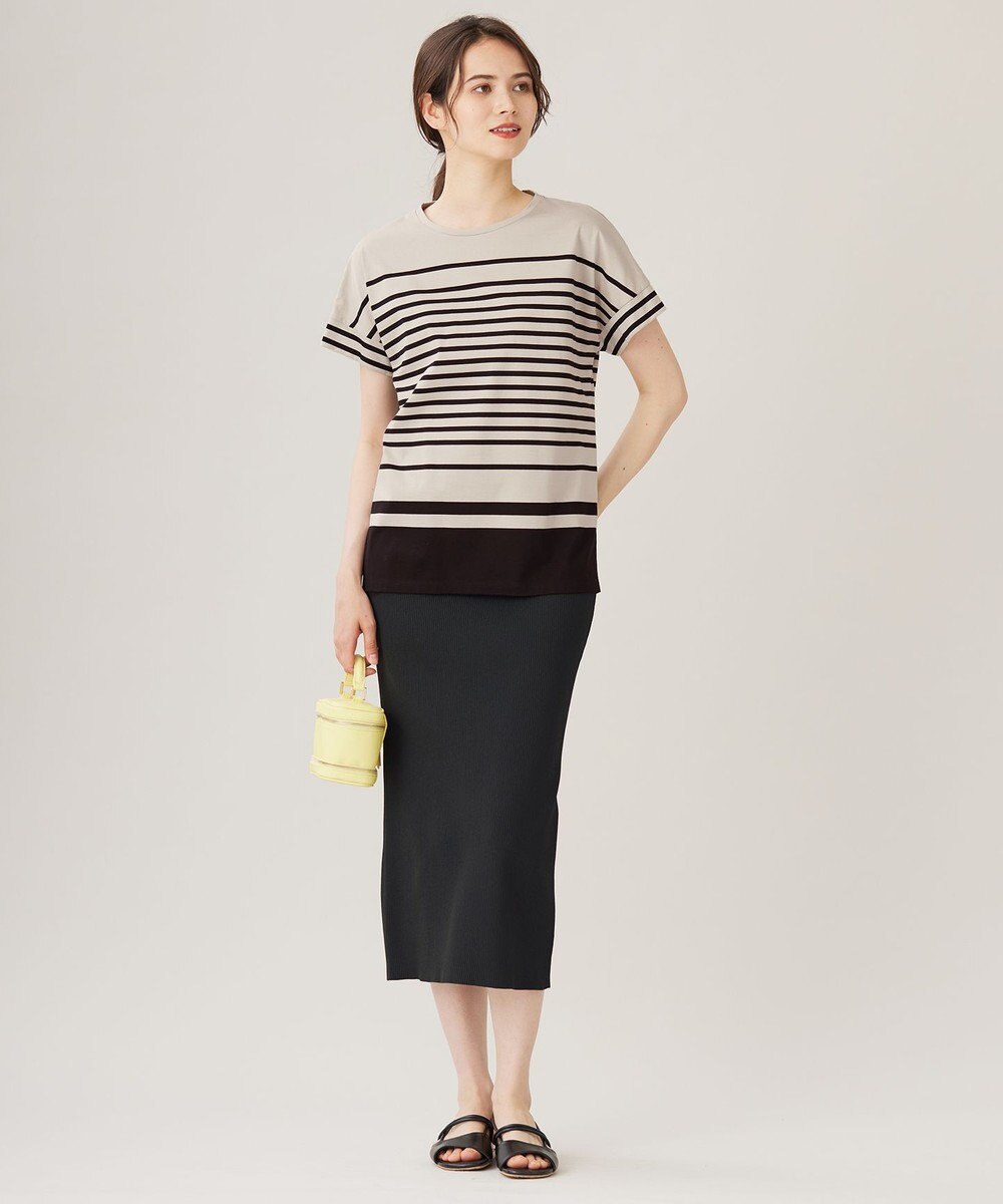 自由区 【洗える】リブストレッチタイト スカート 