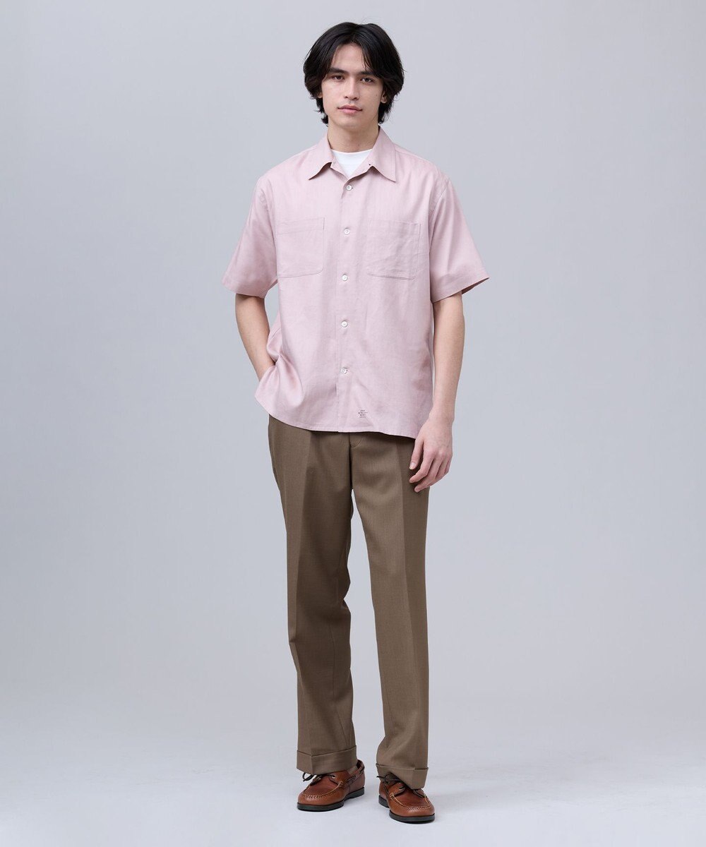 J.PRESS MEN 【J.PRESS ORIGINALS】Rayon Linen Oxford Open Half Sleeve Shirt / Baggy-Fit 