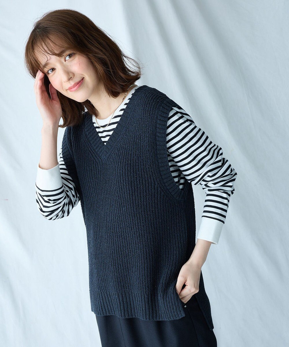 ANY Vネックラメニットベスト 