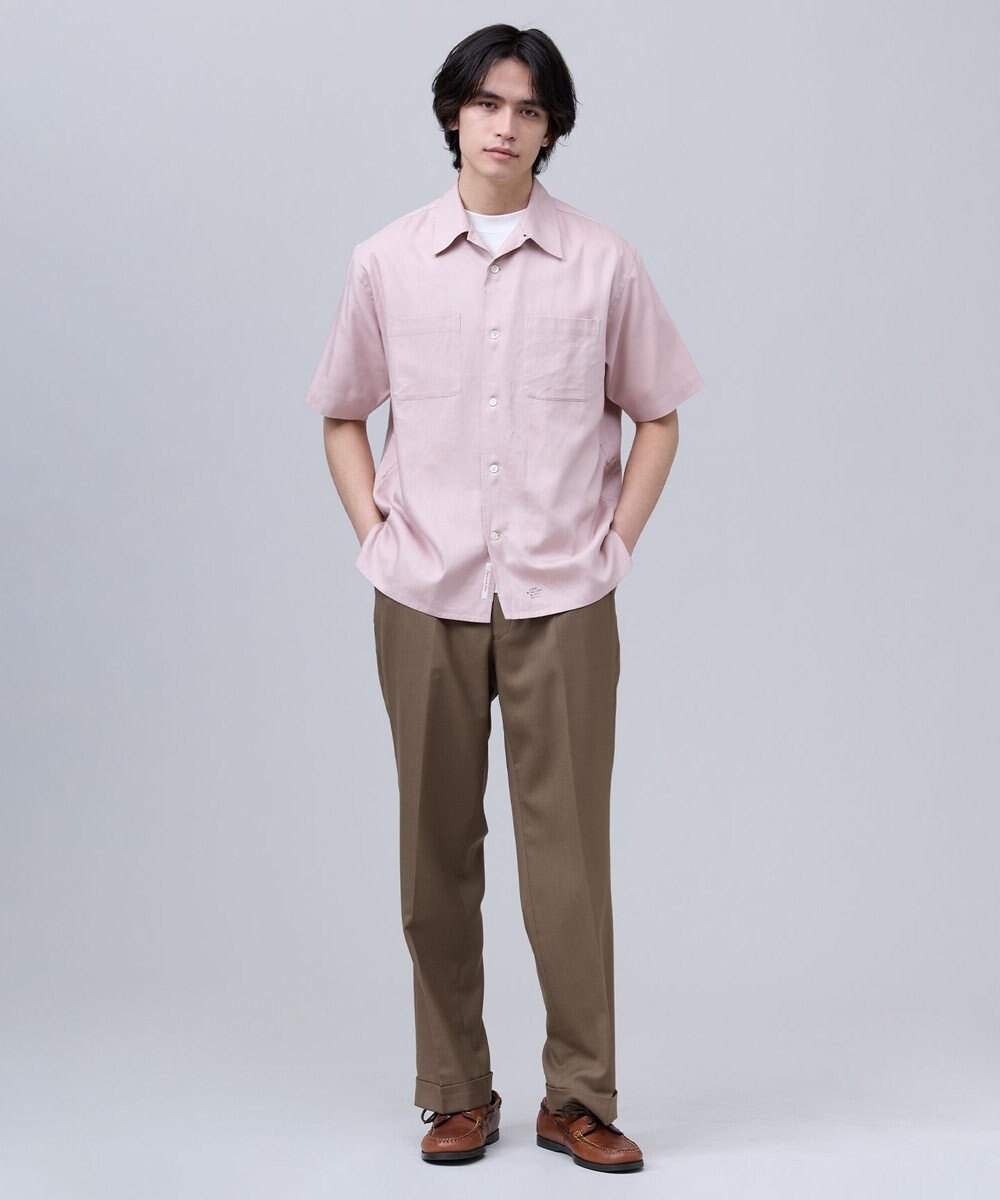 J.PRESS MEN 【J.PRESS ORIGINALS】Rayon Linen Oxford Open Half Sleeve Shirt / Baggy-Fit 