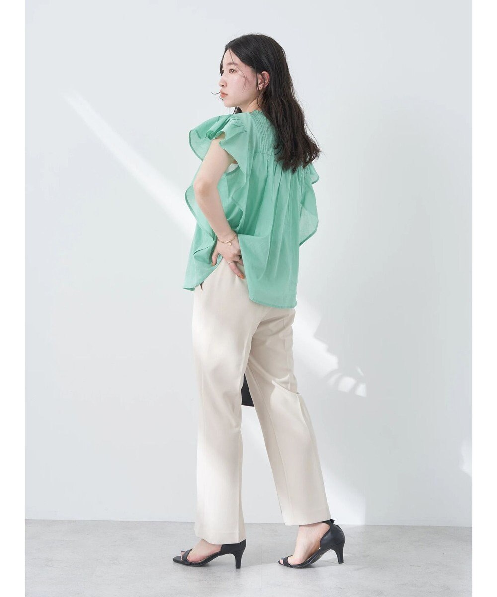 earth music&ecology コットンボイルフリルブラウス 