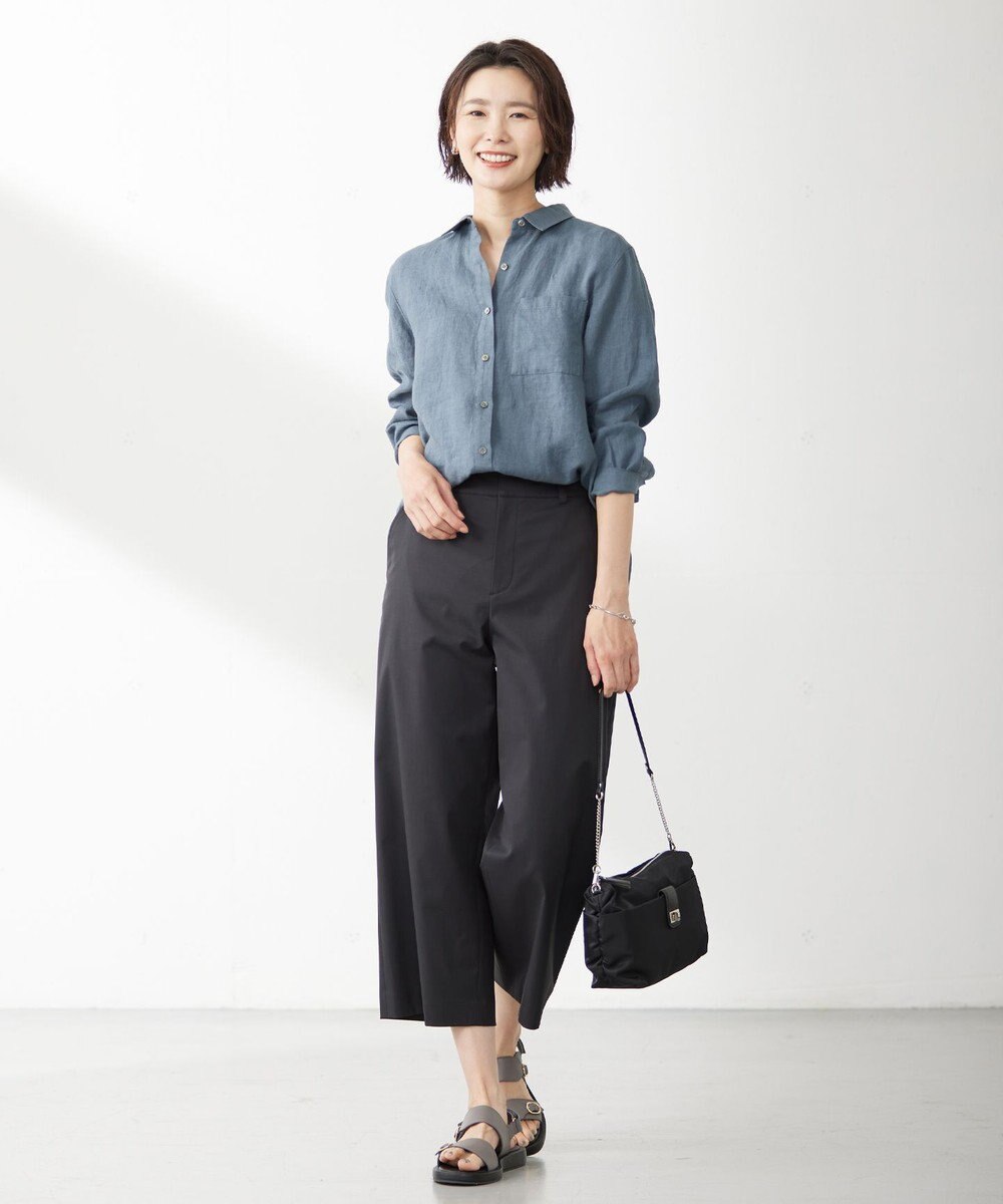 J.PRESS LADIES 【WEB限定カラーあり・セットアップ対応・洗える・撥水・防汚】コットンFITTYシャーク ワイド アンクル パンツ 