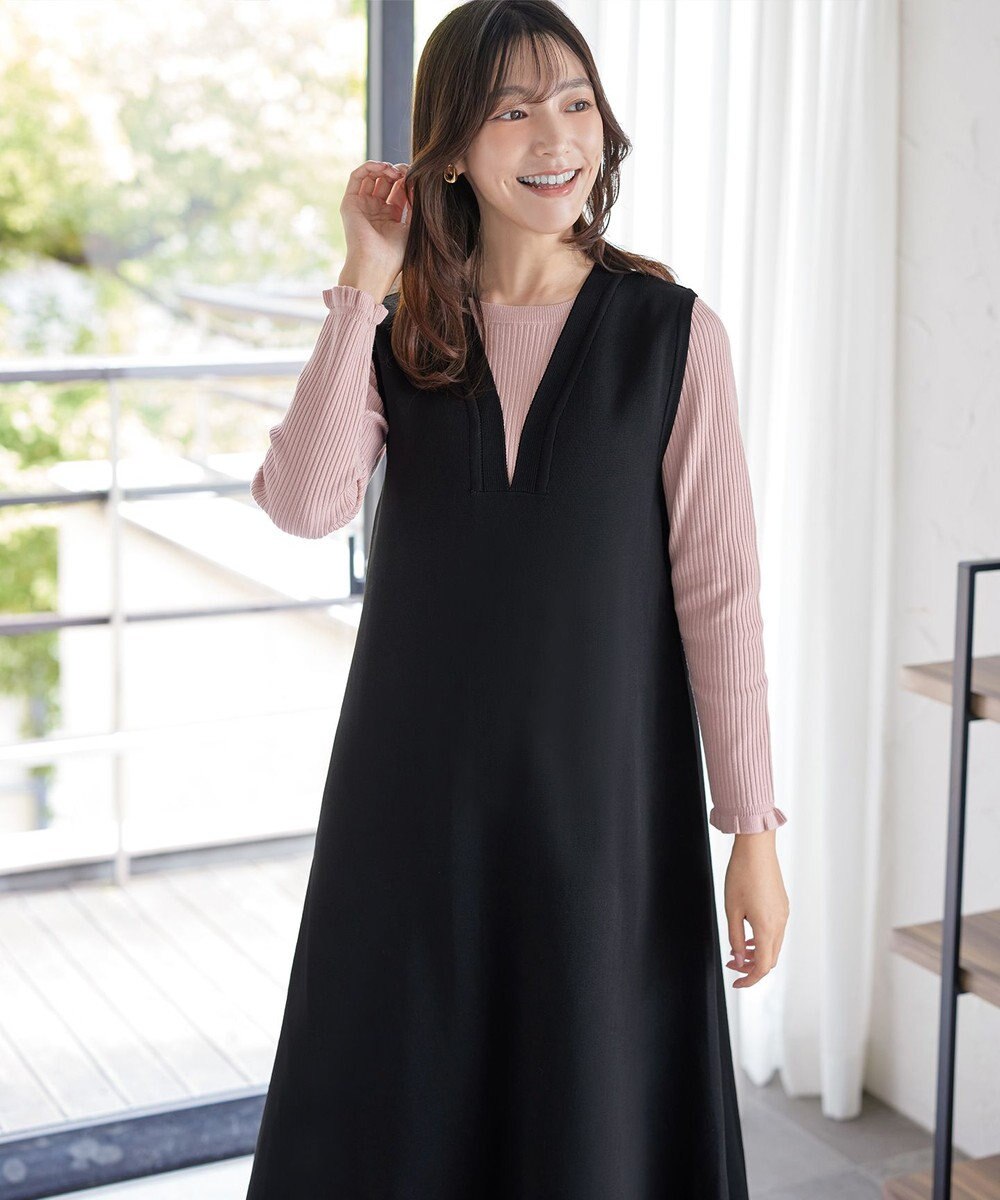 Tiaclasse 【洗える】スポンジニットジャンスカ 