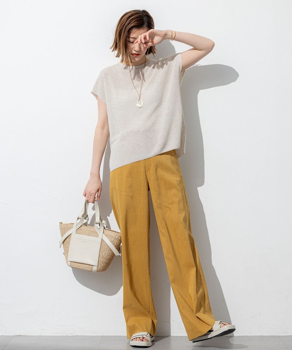 23区 L 【Oggi5月号掲載/洗える】リネンレーヨンストレッチ ワイド パンツ 