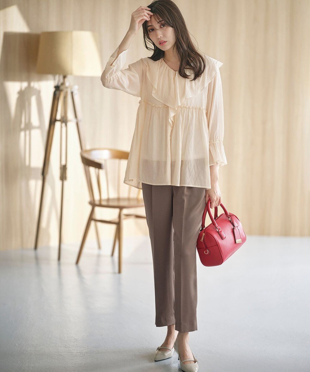 ANY SIS 【洗える】サテンドロストイージー パンツ 